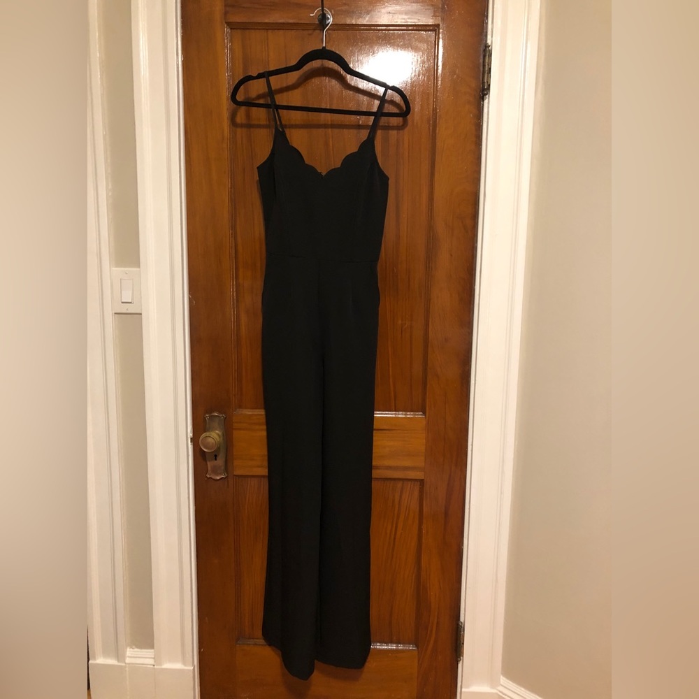 Black Socialite Scalloped Top Jumpsuit XS